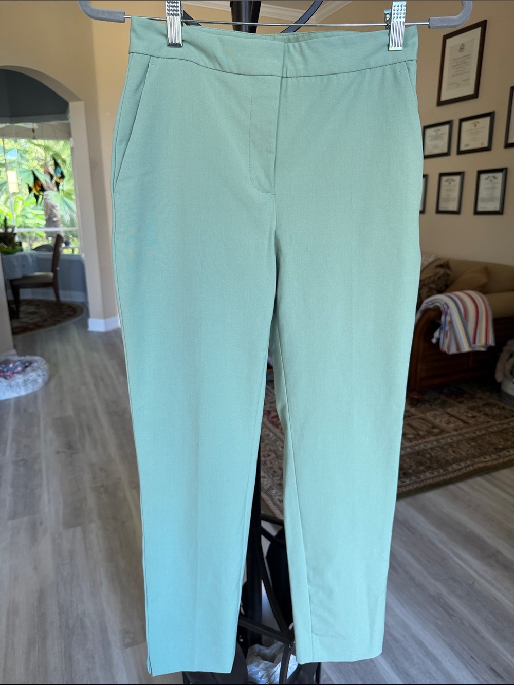 Zara Mint Green Straight-Leg Pants